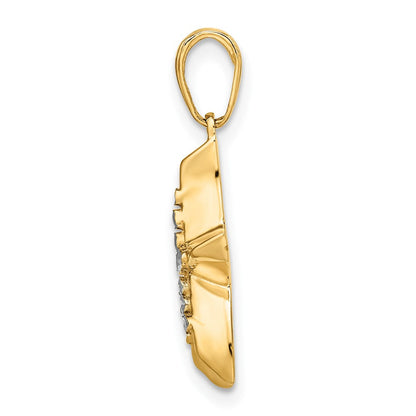 14K Gelbgold und Weißgold mit Rhodium-Beschichtung, diamantgeschliffener Seestern-Anhänger