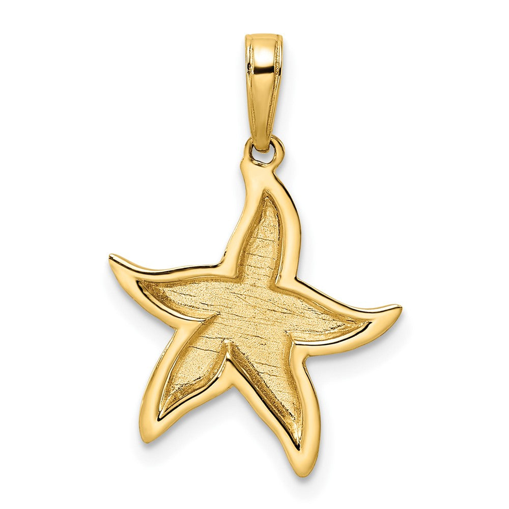 14K Gelbgold und Weißgold mit Rhodium-Beschichtung, diamantgeschliffener Seestern-Anhänger