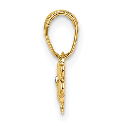 14K Gelb & Rhodium Weiß Diamantiert 4 Blatt Klee Anhänger