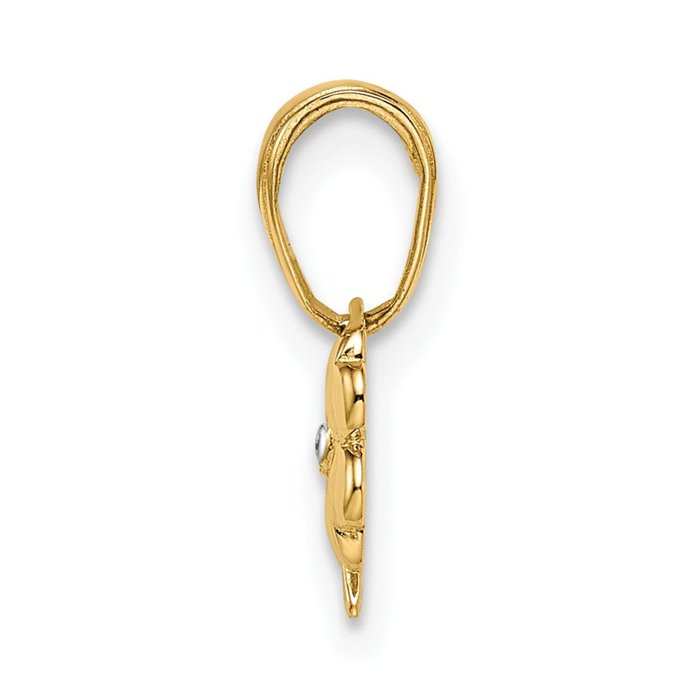 14K Gelb & Rhodium Weiß Diamantiert 4 Blatt Klee Anhänger