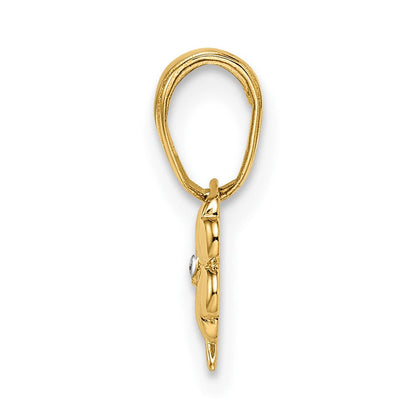 14K Gelb & Rhodium Weiß Diamantiert 4 Blatt Klee Anhänger