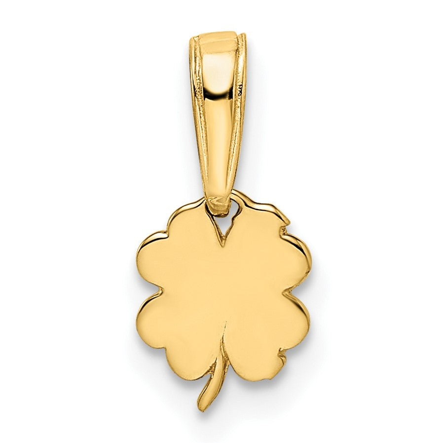 14K Gelb & Rhodium Weiß Diamantiert 4 Blatt Klee Anhänger