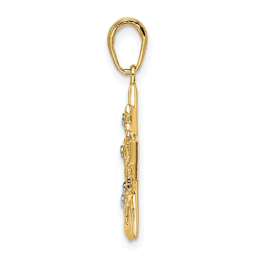 14K Gelb & Rhodium Gold & Weiß Rhodium Diamantiert Sterne Anhänger