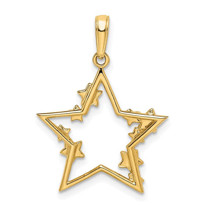 14K Gelb & Rhodium Gold & Weiß Rhodium Diamantiert Sterne Anhänger