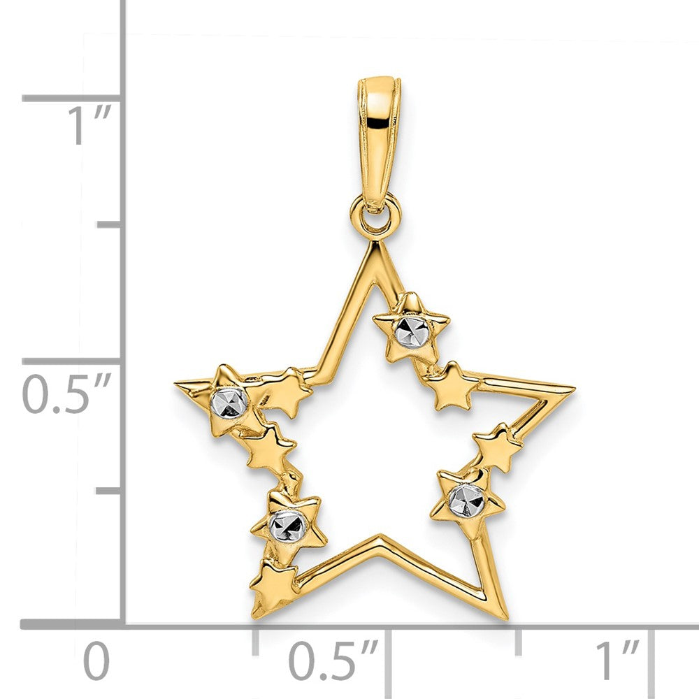 14K Gelb & Rhodium Gold & Weiß Rhodium Diamantiert Sterne Anhänger