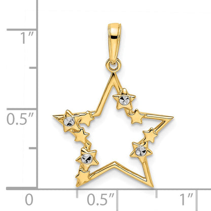 14K Gelb & Rhodium Gold & Weiß Rhodium Diamantiert Sterne Anhänger