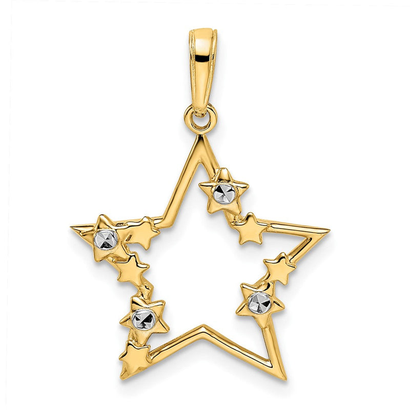 14K Gelb & Rhodium Gold & Weiß Rhodium Diamantiert Sterne Anhänger