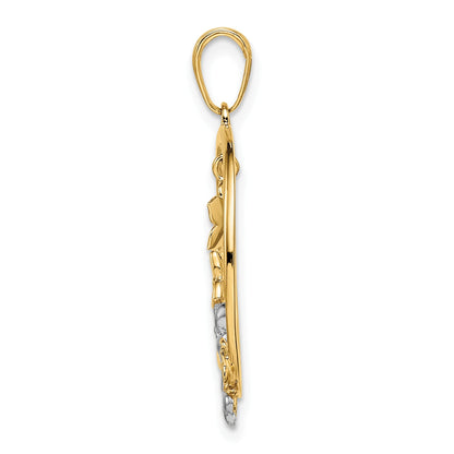 14K Gelb- und Rhodiumgold sowie Weißrhodium Diamant-Schliff Blumen-Anhänger