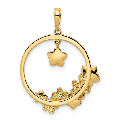 14K Gelb- und Rhodiumgold sowie Weißrhodium Diamant-Schliff Blumen-Anhänger
