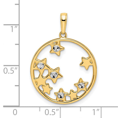 14K Gelbgold & Rhodiniertes Gold & Weißes Rhodium diamantierte Sterne-Anhänger