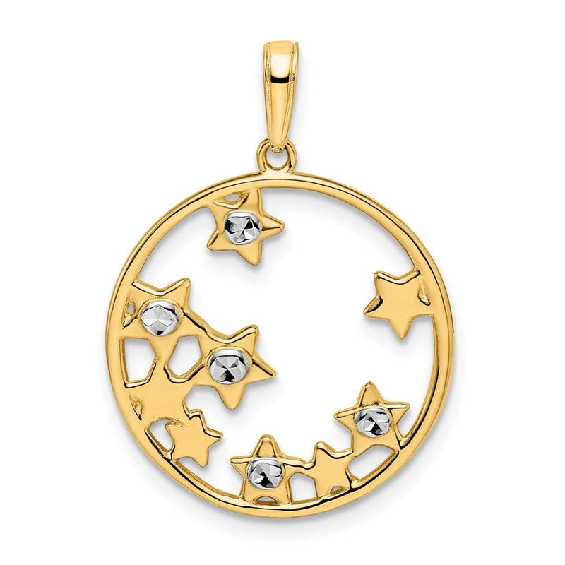 14K Gelbgold & Rhodiniertes Gold & Weißes Rhodium diamantierte Sterne-Anhänger