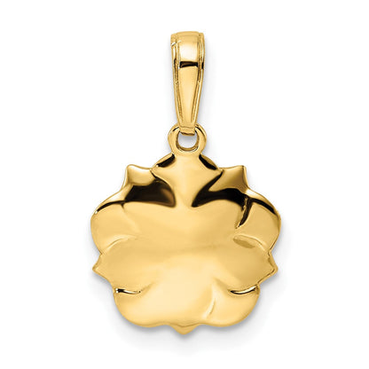 14 Karat Gelb- und Rhodiumgold sowie Weißrhodium Diamant-geschliffener Blumen-Anhänger