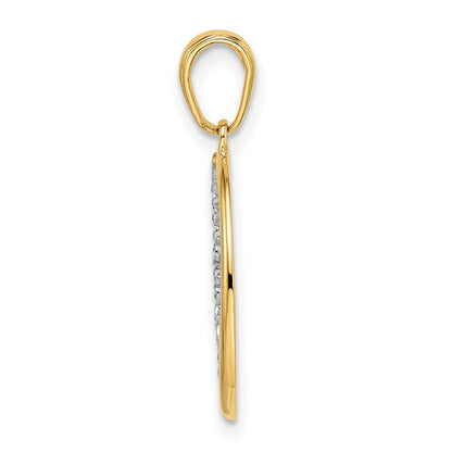 14K Gelbgold & Rhodium & Weißrhodium diamantierter Sternschnuppen-Anhänger