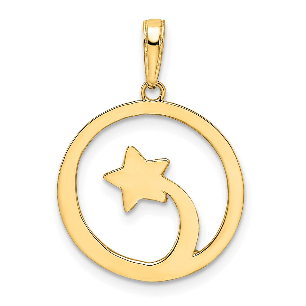 14K Gelbgold & Rhodium & Weißrhodium diamantierter Sternschnuppen-Anhänger