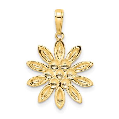14K Gelb- & Rhodiumgold und Weißrhodium Diamantschliff-Blumenanhänger