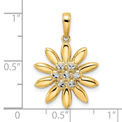 14K Gelb- & Rhodiumgold und Weißrhodium Diamantschliff-Blumenanhänger