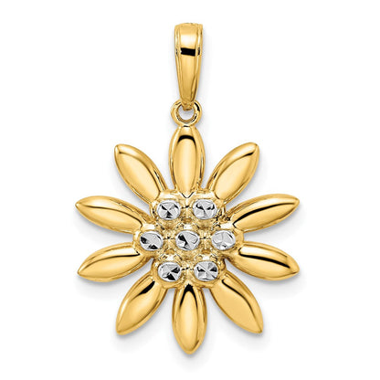 14K Gelb- & Rhodiumgold und Weißrhodium Diamantschliff-Blumenanhänger