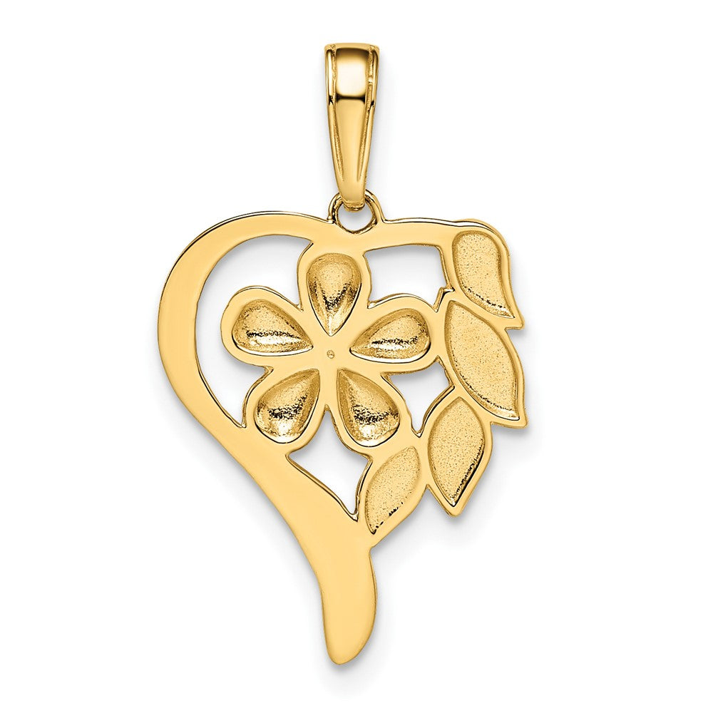 14K Gelb- und Rhodiumgold sowie Weißrhodium-Diamantschliff-Blumenherz-Anhänger