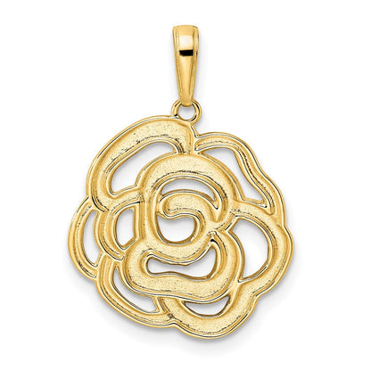 14 Karat Gelb- und Rhodiumgold sowie Weißrhodium Diamantgeschliffener Blumen-Anhänger
