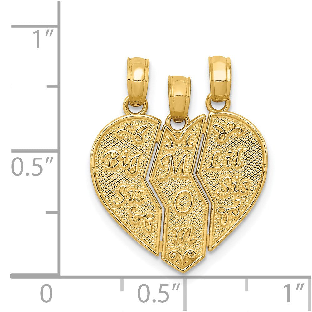 14K Gelbgold Trennbarer BIG SIS-MOM-LIL SIS Charm