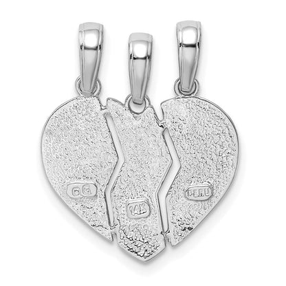 14K Weißgold Break-apart Big Sis-mom-lil Sis Charm