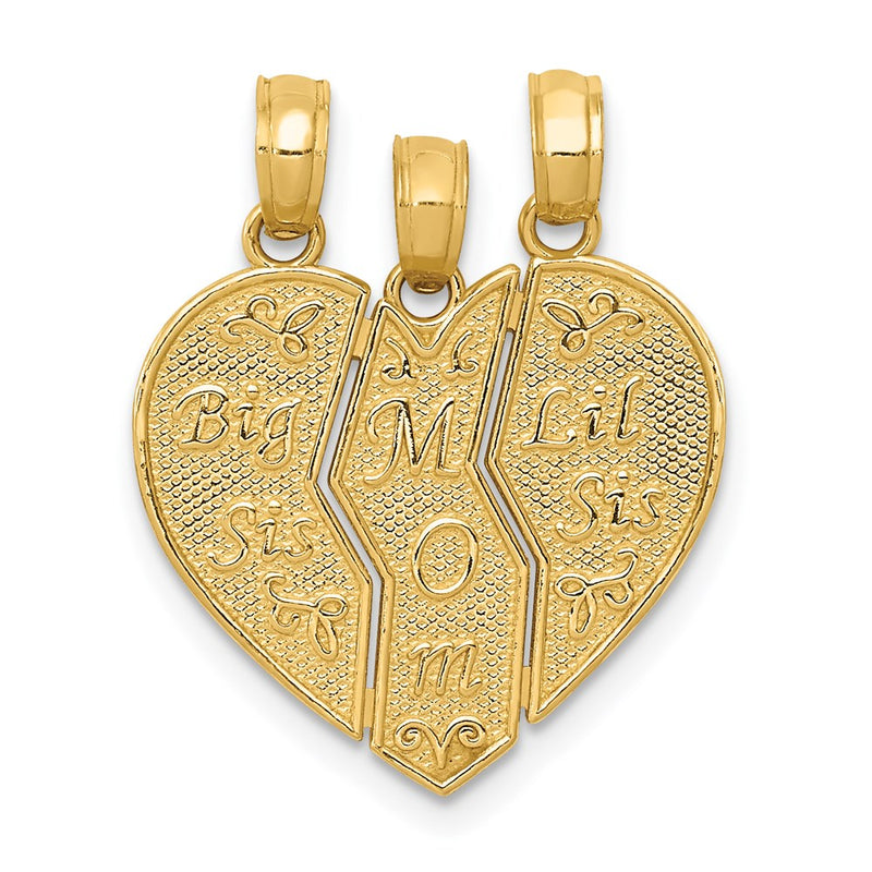 14K Gelbgold Trennbarer BIG SIS-MOM-LIL SIS Charm