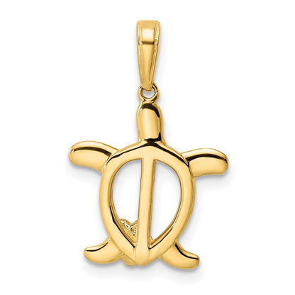 14K Gelb- und Rhodium-Gold und Weißrhodium Diamantgeschliffene Schildkröte mit Blume Anhänger