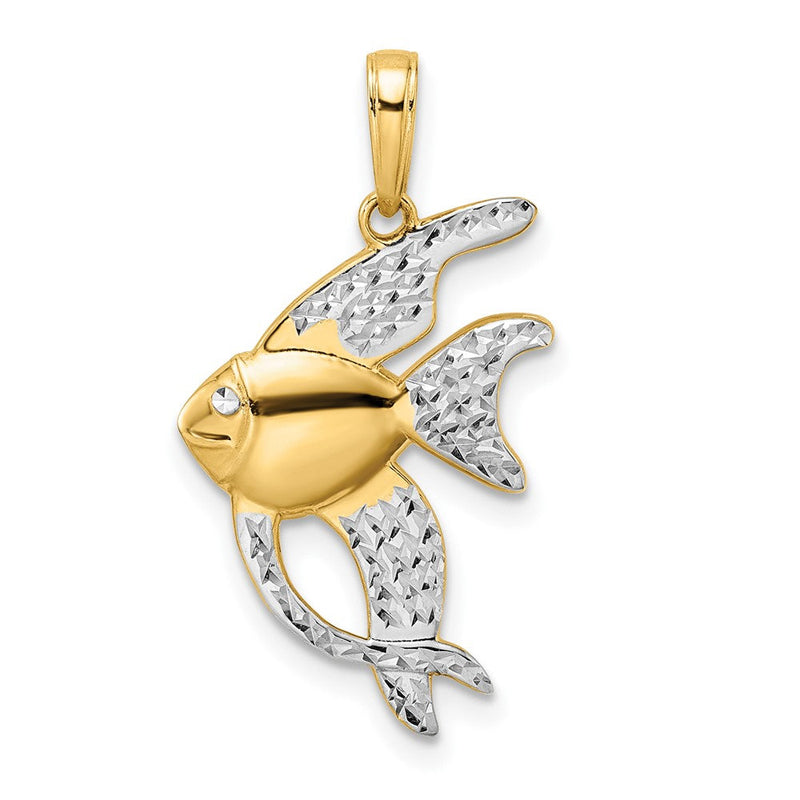 14K Gelbgold und Weißgold mit Rhodinierung, diamantiert, Anhänger Engelsfisch