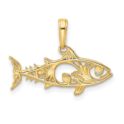 14K Gelb & Rhodium und Weiß Diamantiert Fisch Anhänger