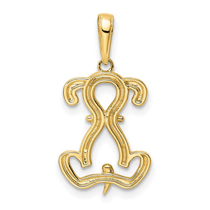 14K Gelbgold und Weißgold mit Rhodium-Beschichtung, Diamant geschliffener sitzender Welpen-Anhänger