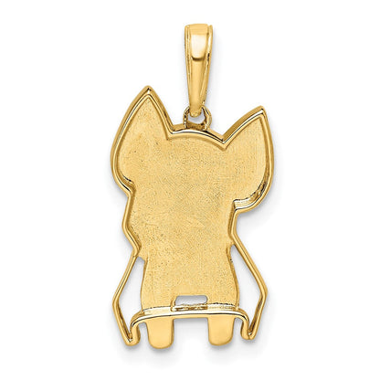 14 Karat Gelbgold und Weißgold mit Rhodinierung, Diamantschliff, Scottie-Hund-Anhänger