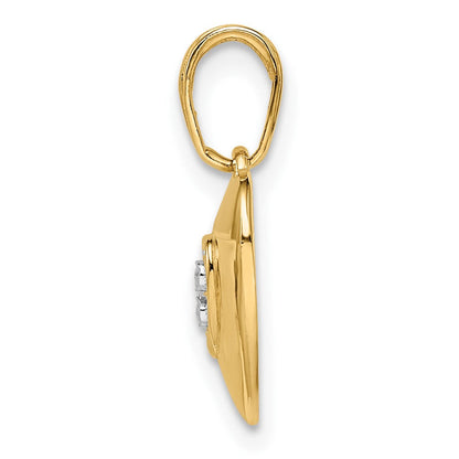14K Gelb- und Rhodiumgold sowie Weiß-Rhodium diamantgeschliffener Puffy-Herz-Anhänger