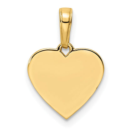 14K Gelb- und Rhodiumgold sowie Weiß-Rhodium diamantgeschliffener Puffy-Herz-Anhänger