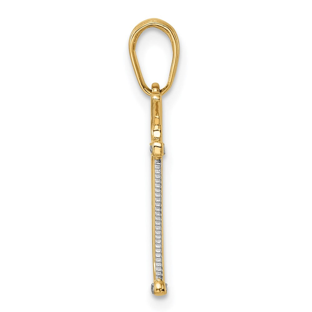 14K Gelb & Rhodium und Weiß Diamantiert Hacksaw Anhänger
