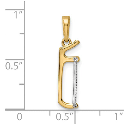14K Gelb & Rhodium und Weiß Diamantiert Hacksaw Anhänger