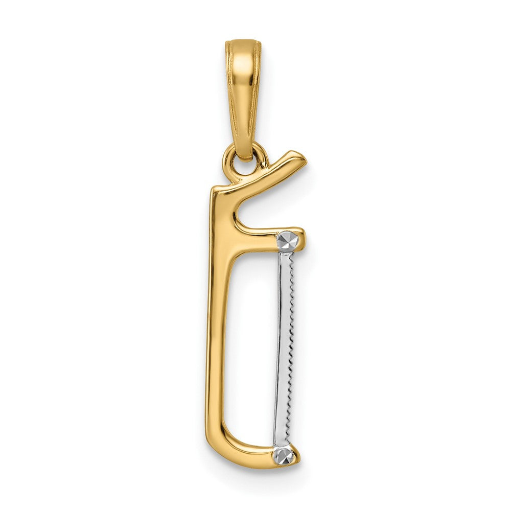 14K Gelb & Rhodium und Weiß Diamantiert Hacksaw Anhänger