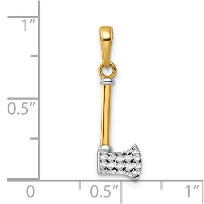 14K Gelb & Rhodium und Weiß Diamantiert Axe Anhänger