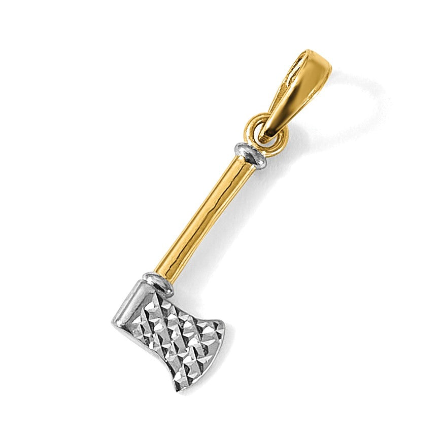 14K Gelb & Rhodium und Weiß Diamantiert Axe Anhänger
