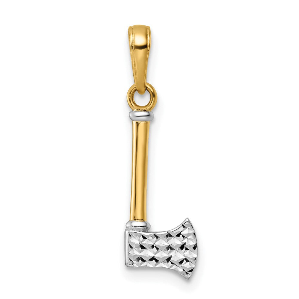 14K Gelb & Rhodium und Weiß Diamantiert Axe Anhänger