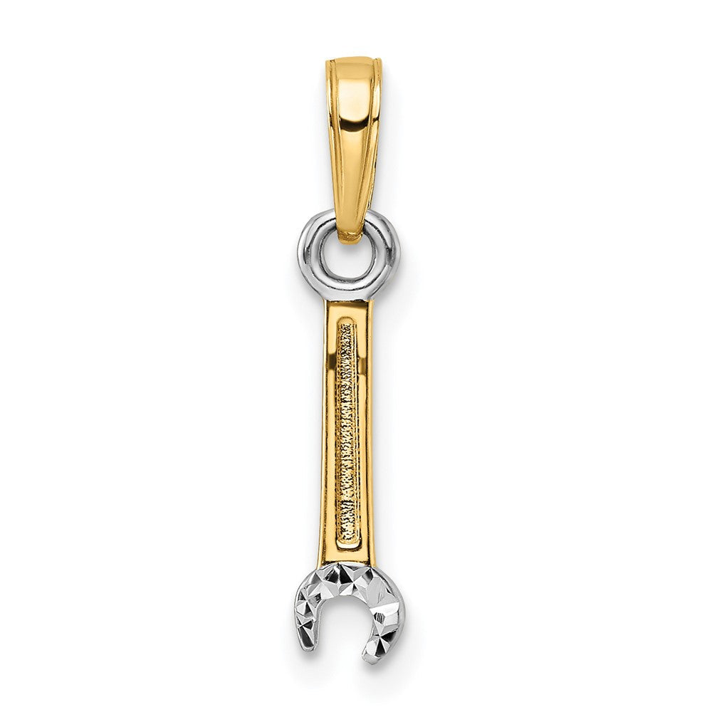 14K Gelb & Rhodium und Weiß Diamantiert Wrench Anhänger