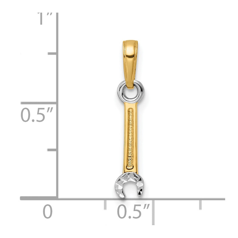 14K Gelb & Rhodium und Weiß Diamantiert Wrench Anhänger