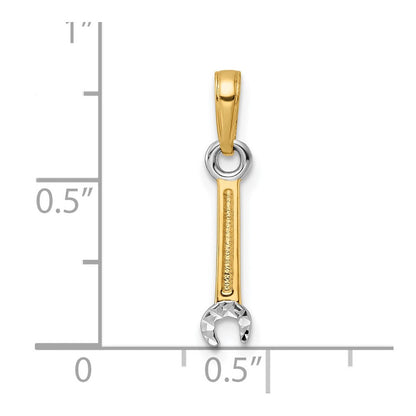 14K Gelb & Rhodium und Weiß Diamantiert Wrench Anhänger