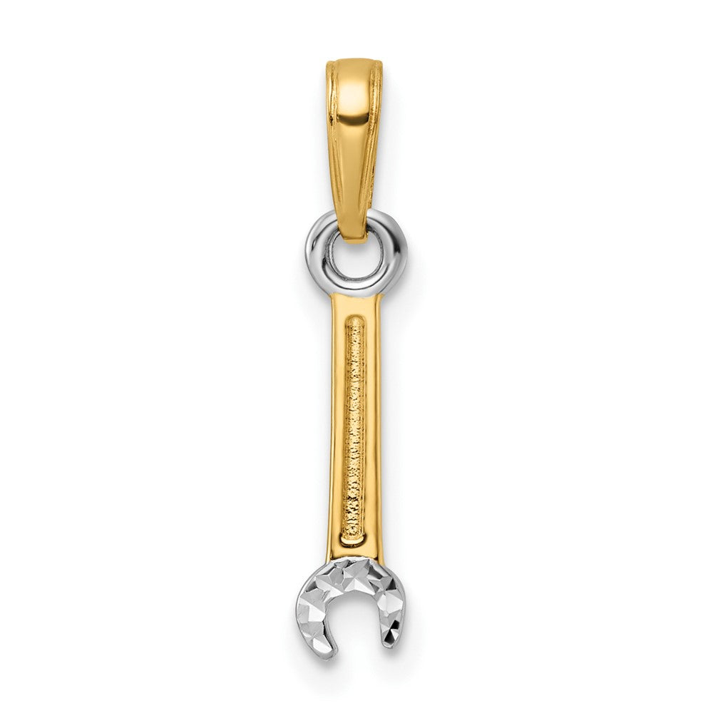 14K Gelb & Rhodium und Weiß Diamantiert Wrench Anhänger