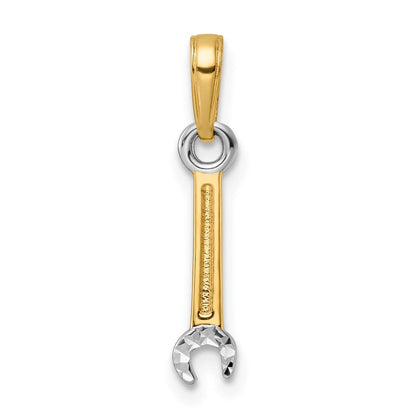 14K Gelb & Rhodium und Weiß Diamantiert Wrench Anhänger
