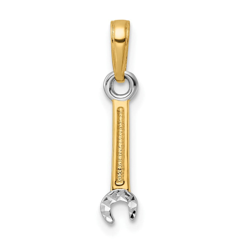 14K Gelb & Rhodium und Weiß Diamantiert Wrench Anhänger