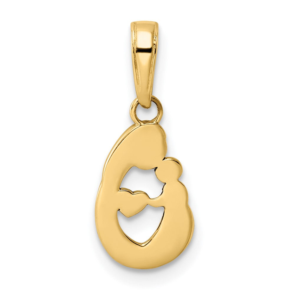 14K Gelb & Rhodium und Weiß Diamantiert Mutter Baby Tropfen Anhänger