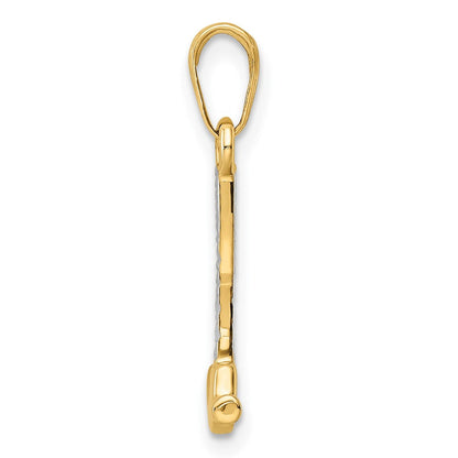 14K Gelb & Rhodium und Weiß Diamantiert Hammer Anhänger