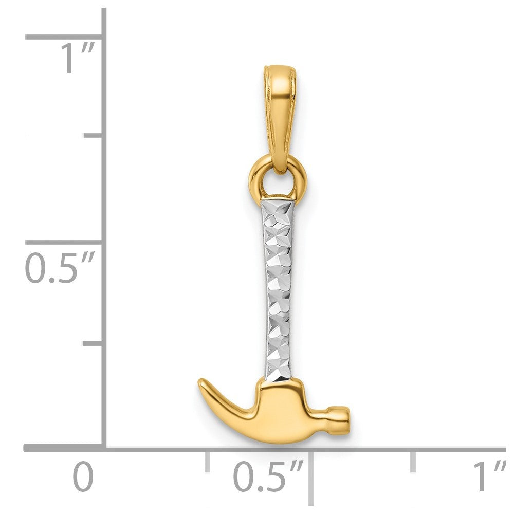 14K Gelb & Rhodium und Weiß Diamantiert Hammer Anhänger