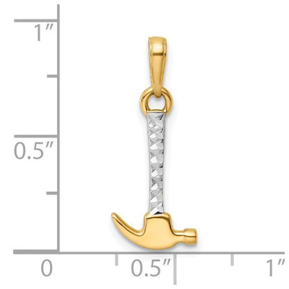 14K Gelb & Rhodium und Weiß Diamantiert Hammer Anhänger