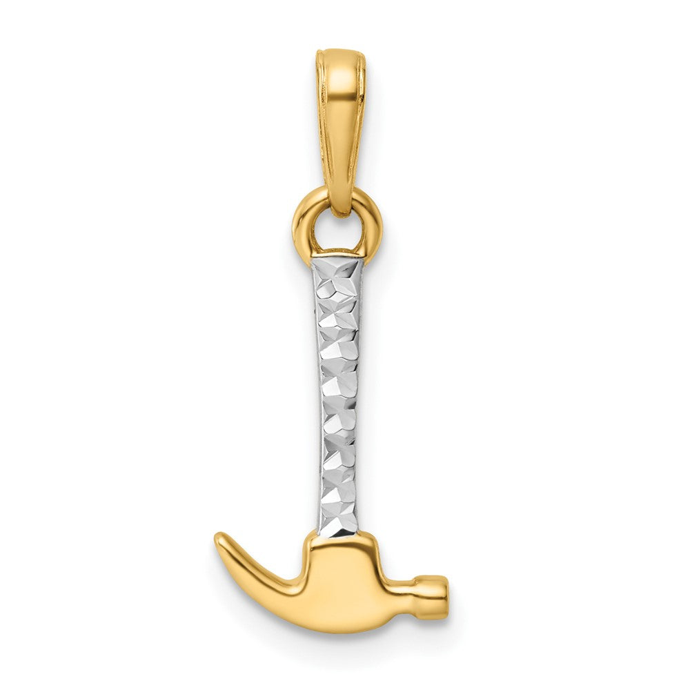 14K Gelb & Rhodium und Weiß Diamantiert Hammer Anhänger
